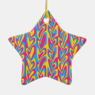 Ornement En Céramique Fière Fierté Pansexuelle Groovy Trippy Squiggly Qu