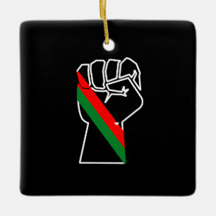Ornement En Céramique fierté noire drapeau rouge vert poing panafricain