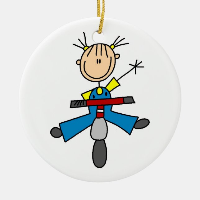 Ornement En Céramique Figure de bâton fille conduisant un scooter (Devant)