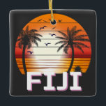 Ornement En Céramique Fiji Vintage Palm Trees Summer Beach<br><div class="desc">Design Vintage Extraordinaire pour les amateurs de plage en été.</div>