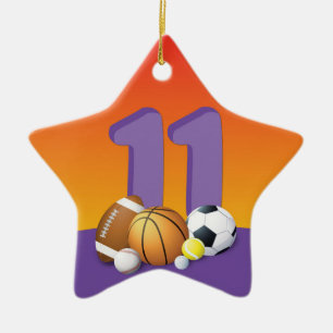 Ornement En Céramique Fille 11e Anniversaire Ballons de Sport