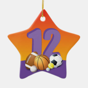 Ornement En Céramique Fille 12 ans Anniversaire Ballons de Sport