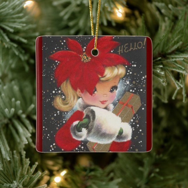 Ornement En Céramique Fille de Noël Vintage (Arbre)