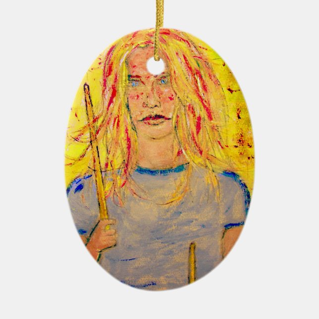 Ornement En Céramique fille tambour près (Devant)