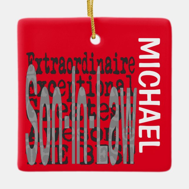 Ornement En Céramique Fils-en-Belle Extraordinaire CUSTOM (Devant)