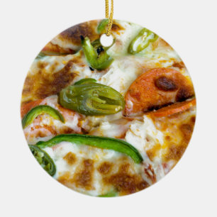 Ornement En Céramique Fin d'écrimage de pizza vers le haut d'ornement en