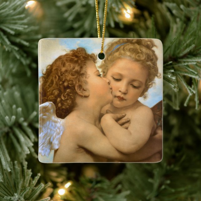 Ornement En Céramique First Kiss (détail d'ange) par Bouguereau (Arbre)