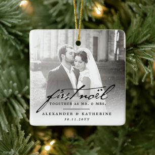 Ornement En Céramique First Noel Old Handwriting Holiday Mariage Photo
