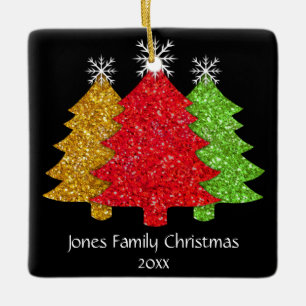 Ornement En Céramique Flacon de neige de l'arbre de Noël rouge étincelan