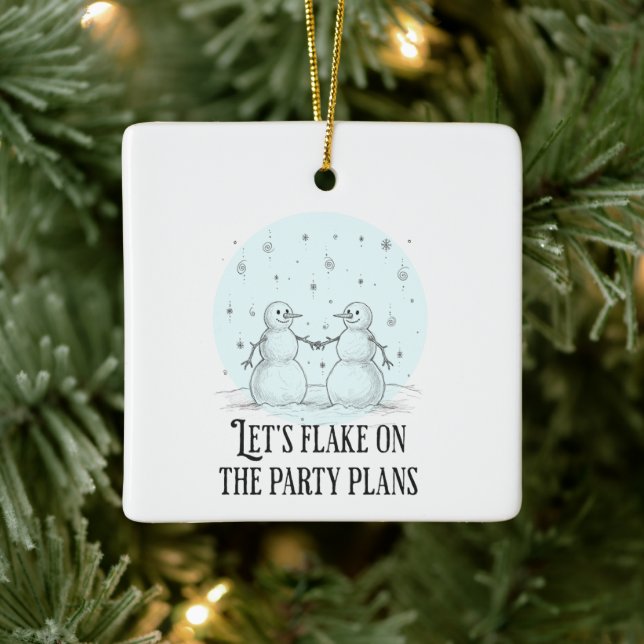 Ornement En Céramique Flake on Holiday Party Snowmen Pun Christmas Ceram (Arbre)