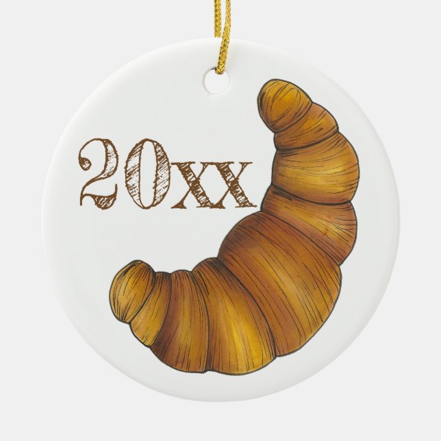 Ornement En Céramique Flaky Buttery Croissant Français Pâtisserie Footy (Devant)