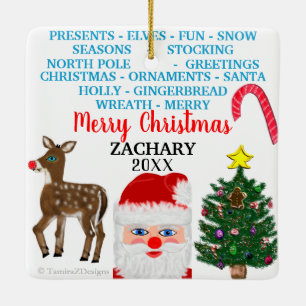 Ornement En Céramique Flammes de neige de Noël Mini 15 Mot Nom du puzzle