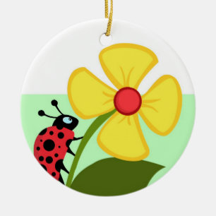 Ornement En Céramique Fleur de coccinelle