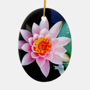 Ornement En Céramique Fleur de laine d'eau chaude rose et orange de lotu