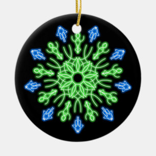 Ornement En Céramique Fleur de néon vert et bleu