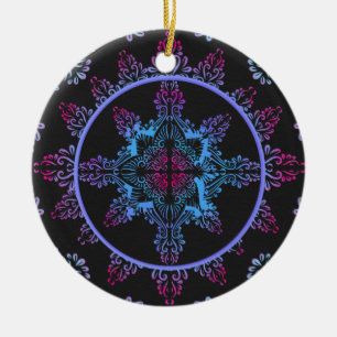 Ornement En Céramique Fleur de nuit Mandala