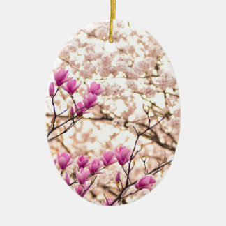 Ornement En Céramique Fleur de printemps rose pourpre en floraison