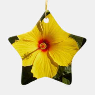 Ornement En Céramique Fleur d'Hibiscus jaune