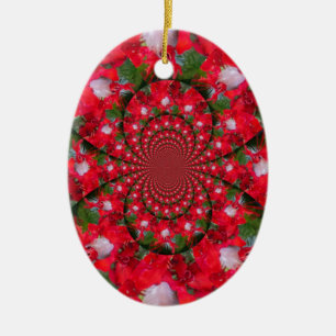 Ornement En Céramique Fleur Rouge Naturelle Blanc Plumes Kaleidoscope Ar