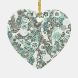 Ornement En Céramique Fleurs Abstraites