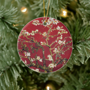 Ornement En Céramique Fleurs d'amandes Red Vincent van Gogh Peinture d'a