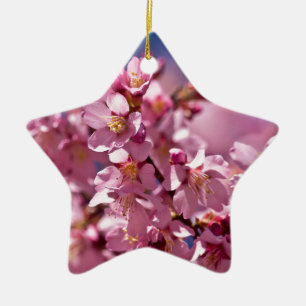 Ornement En Céramique Fleurs de cerisier Sakura embrassées par la lumièr