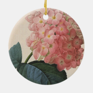 Ornement En Céramique Fleurs de jardin vintage, hortensia Hydrangea rose