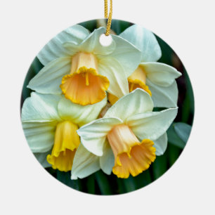 Ornement En Céramique Fleurs de jonquilles jaunes