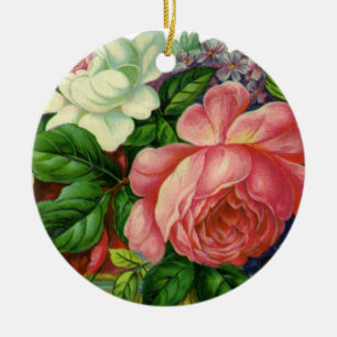Ornement En Céramique Fleurs de roses vintage, Vase de fleurs