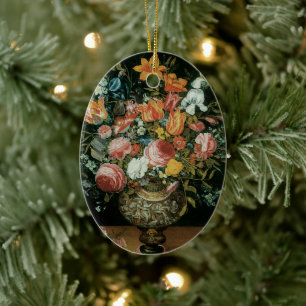 Ornement En Céramique Fleurs de vie vintages baroques dans un vase