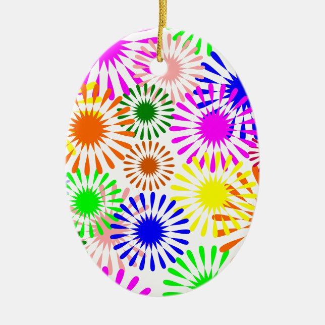 Ornement En Céramique Fleurs multicolores (Devant)