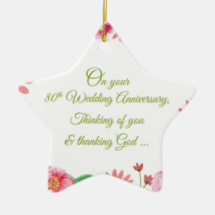 Ornement En Céramique Fleurs pour 80 ans de mariage religieux
