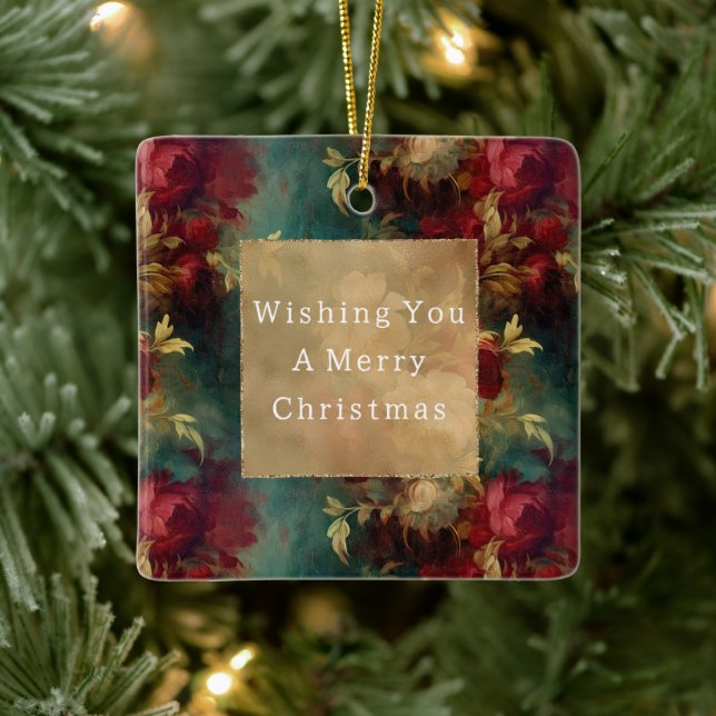 Ornement En Céramique Fleurs rouges blanches vertes