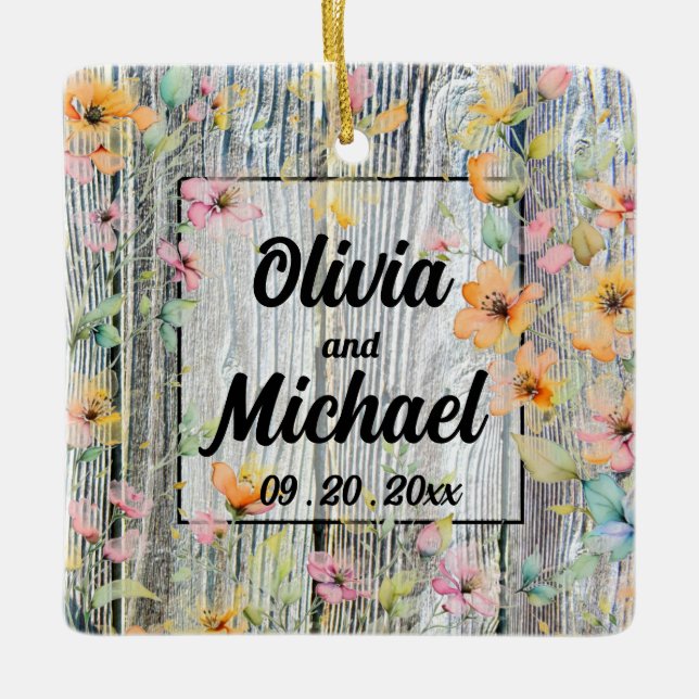 Ornement En Céramique Fleurs sauvages botaniques de la grange (Devant)