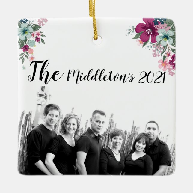 Ornement En Céramique Fleurs tropicales ornementales personnalisées sur  (Devant)