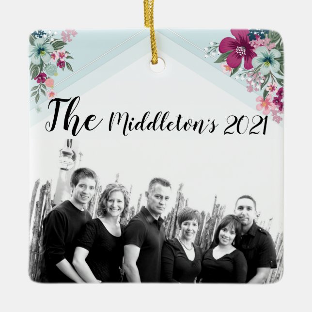 Ornement En Céramique Fleurs tropicales ornementales personnalisées sur  (Devant)