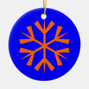 Ornement En Céramique Flocon de neige bleu et orange