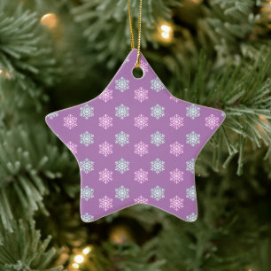 Ornement En Céramique Flocon de neige bleu et violet hiver/Noël Céramiqu