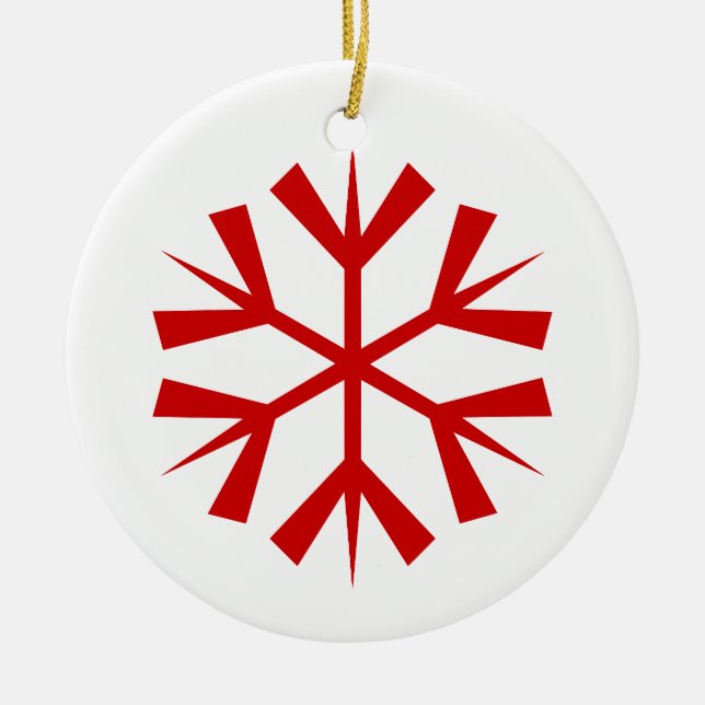 Ornement En Céramique Flocon de neige rouge et blanc (Devant)