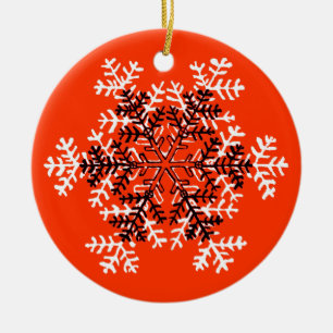 Ornement En Céramique Flocon de neige Transp blanc rouge le MUSÉE Zazzle