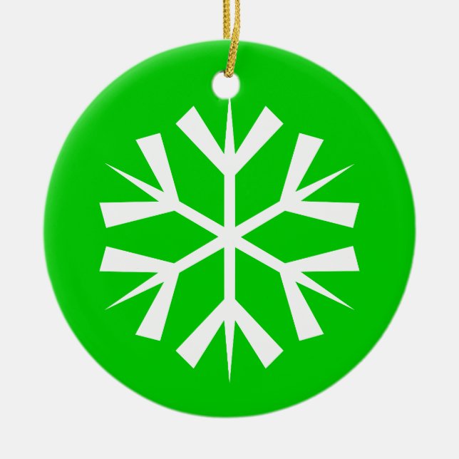 Ornement En Céramique Flocon de neige vert et blanc (Devant)