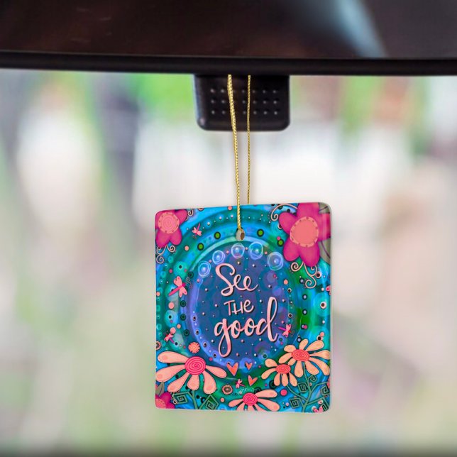 Ornement En Céramique Floral Inspiring Voir la bonne cote Inspirivity (Créateur téléchargé)