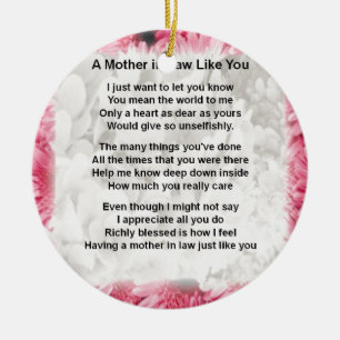 Ornement En Céramique Floral rose - Poème Mère en droit