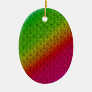 Ornement En Céramique Flore vert rouge arc-en-ciel dégradé Mélange diago