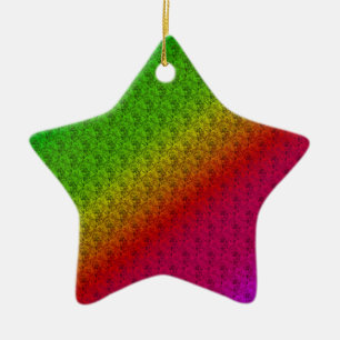 Ornement En Céramique Flore vert rouge arc-en-ciel dégradé Mélange diago