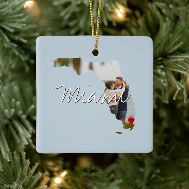 Ornement En Céramique Florida State Photo insert and town name (Arbre)