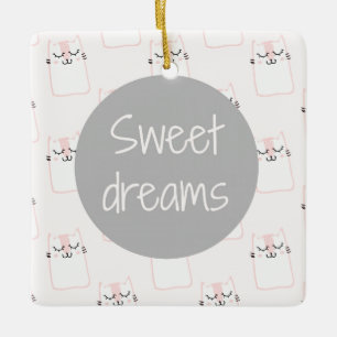 Ornement En Céramique Fluffy Marshmallow Kitty en rose Sweet Dreams