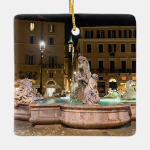 Ornement En Céramique Fontaine de Neptune sur la Piazza Navona - Rome