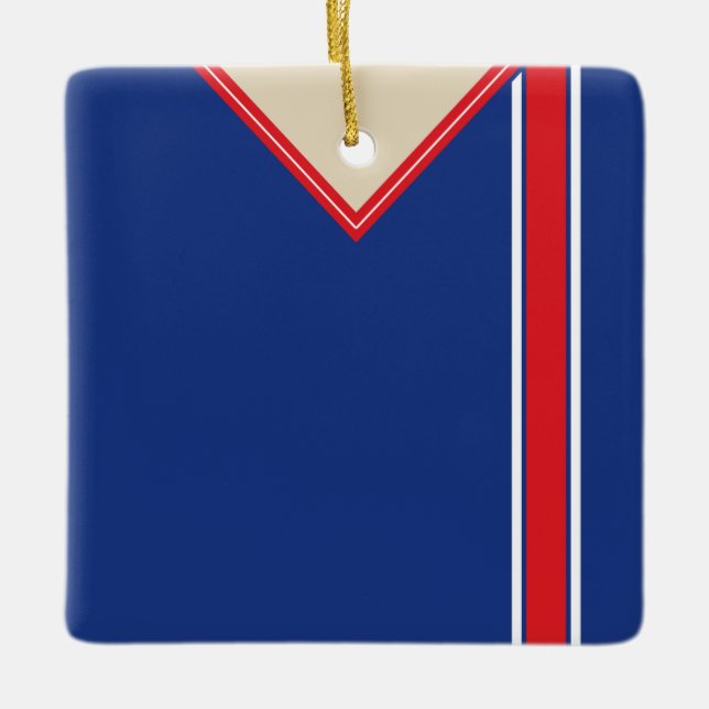 Ornement En Céramique Football Jersey Modèle Ornement, Rouge Bleu (Devant)