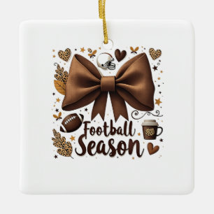 Ornement En Céramique Football Jour de Match Bow Coquette Saison de Foot